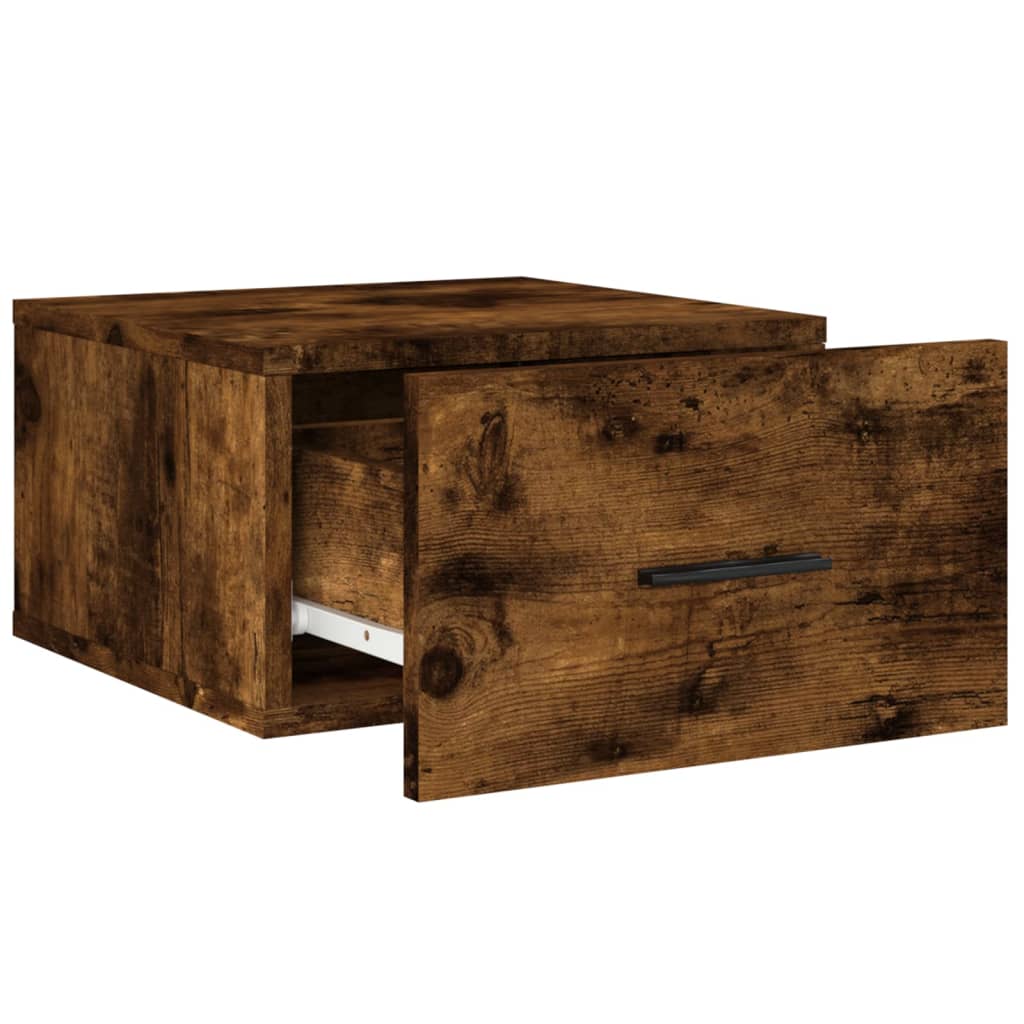 væghængte sengeborde 2 stk. 35x35x20 cm røget egetræsfarve