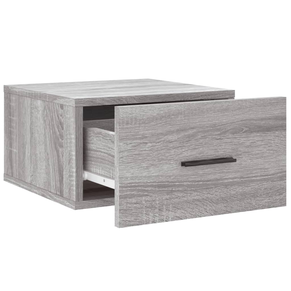 væghængt sengebord 35x35x20 cm grå sonoma-eg
