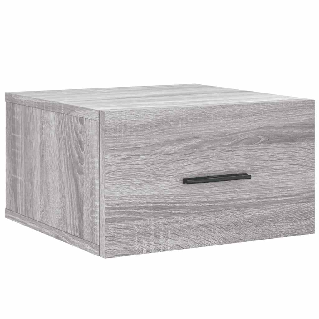 væghængte sengeborde 2 stk. 35x35x20 cm grå sonoma-eg