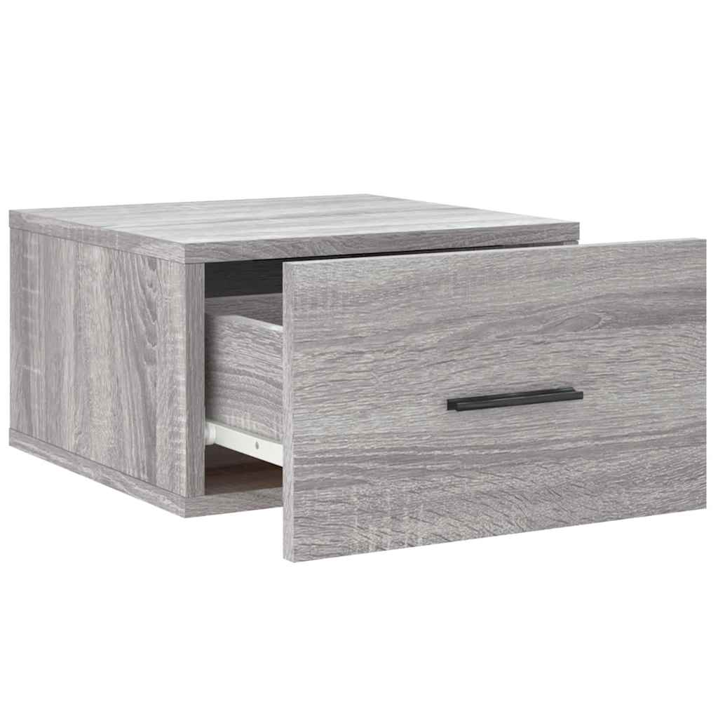 væghængte sengeborde 2 stk. 35x35x20 cm grå sonoma-eg
