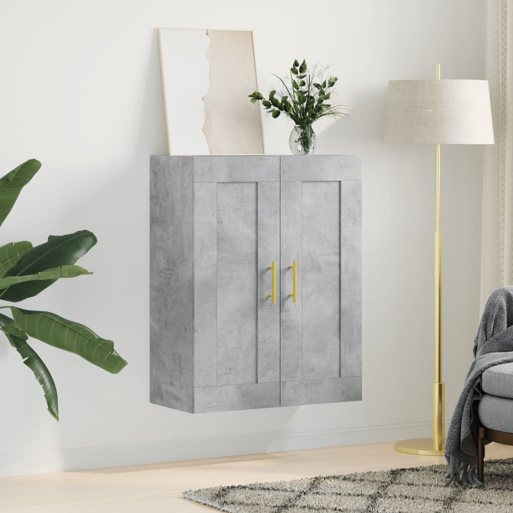 vægskab 69,5x34x90 cm konstrueret træ betongrå