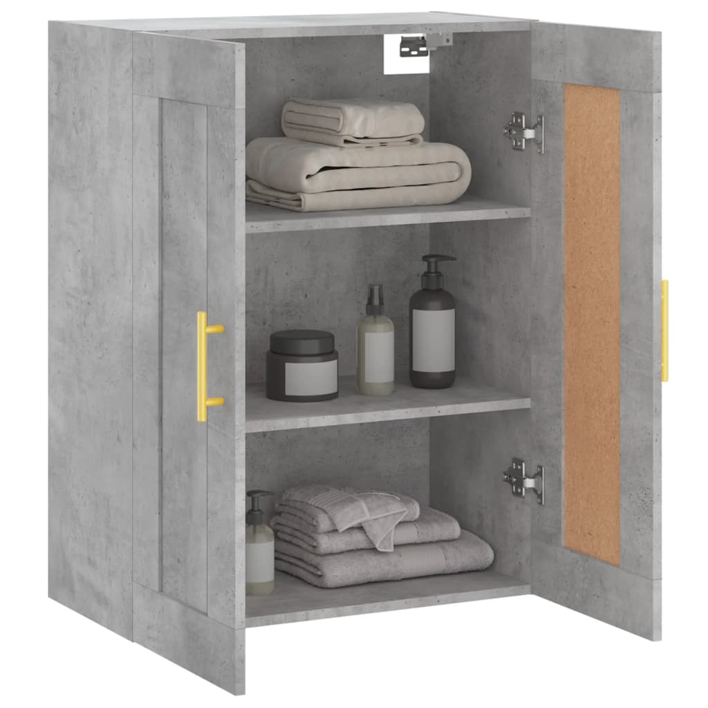vægskab 69,5x34x90 cm konstrueret træ betongrå