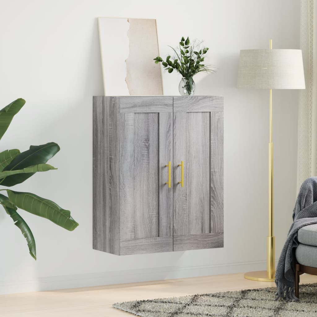 vægskab 69,5x34x90 cm konstrueret træ grå sonoma-eg