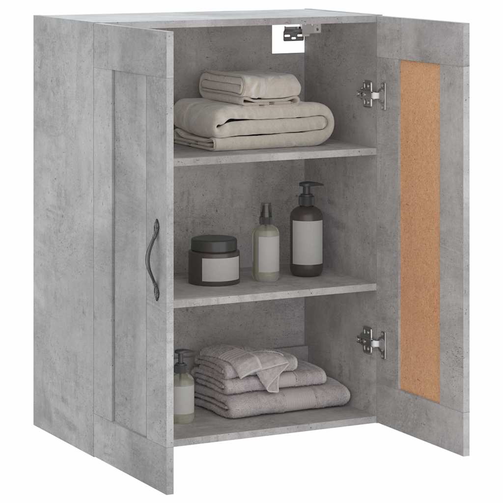 vægskab 69,5x34x90 cm konstrueret træ betongrå