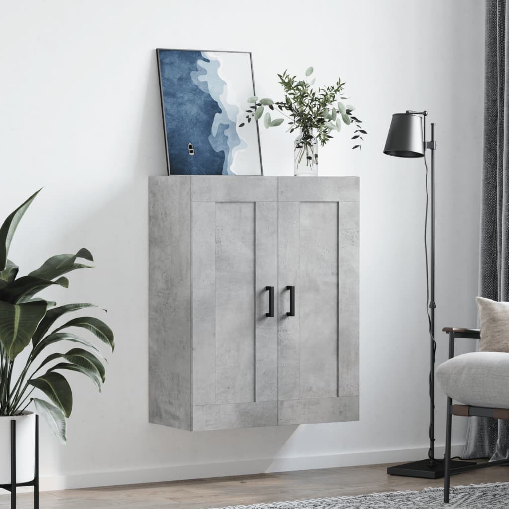 vægskab 69,5x34x90 cm konstrueret træ betongrå