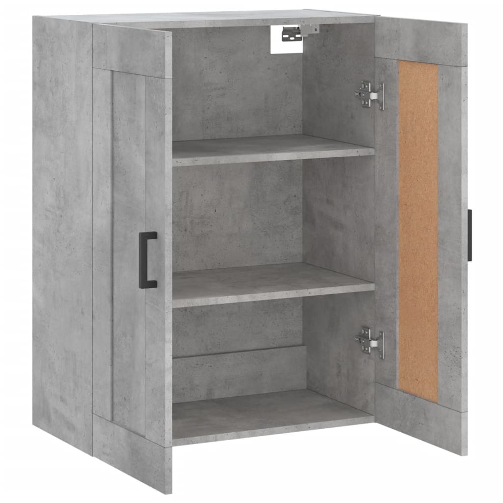 vægskab 69,5x34x90 cm konstrueret træ betongrå