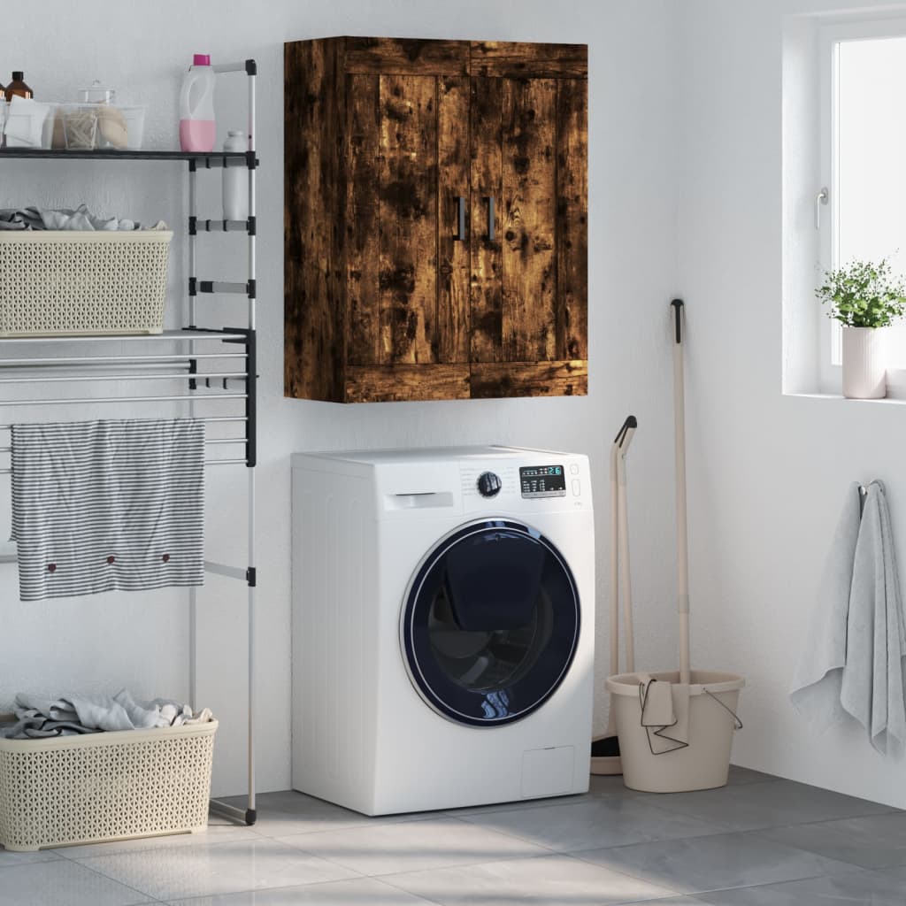 vægskab 69,5x34x90 cm konstrueret træ røget sonoma-eg