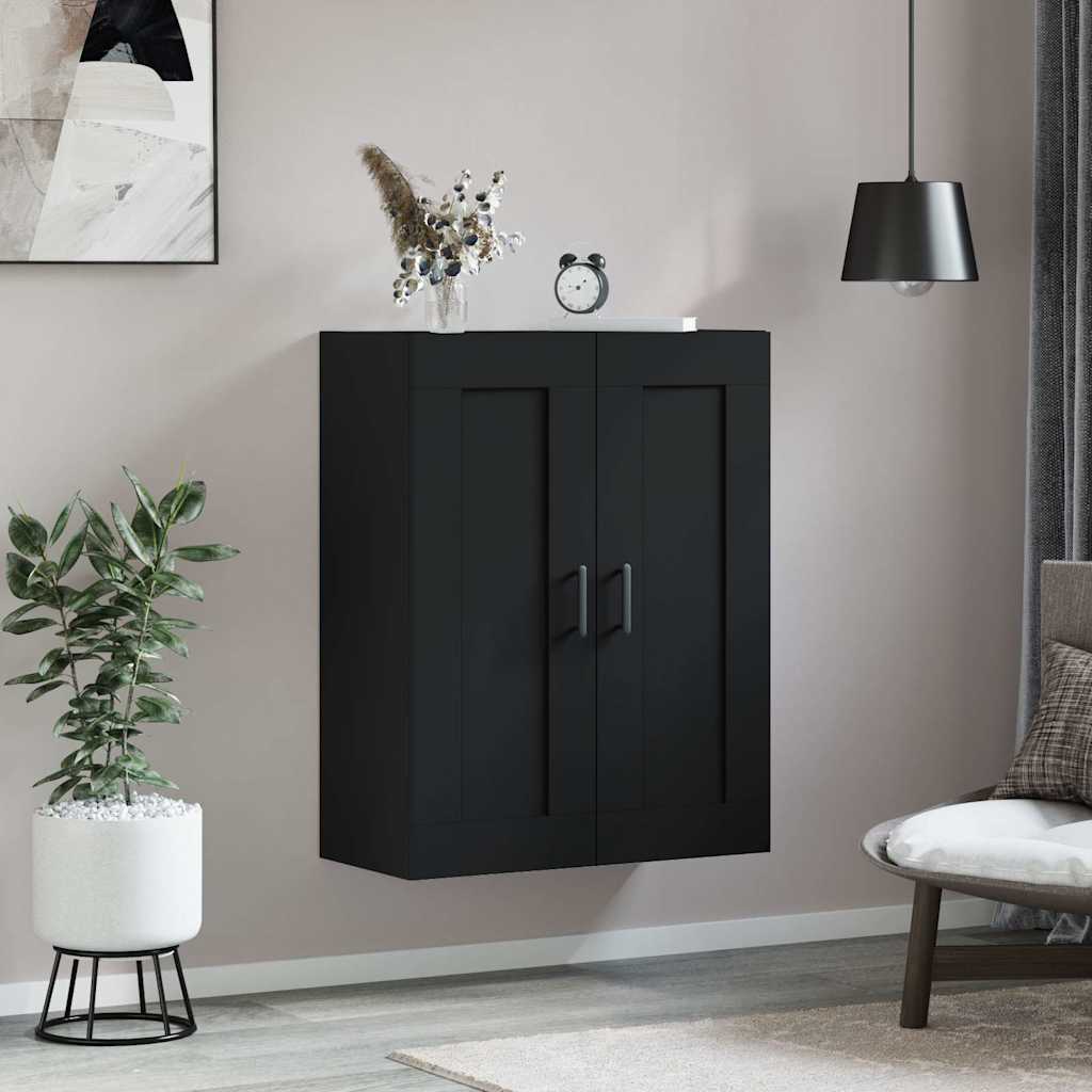 vægskab 69,5x34x90 cm konstrueret træ sort