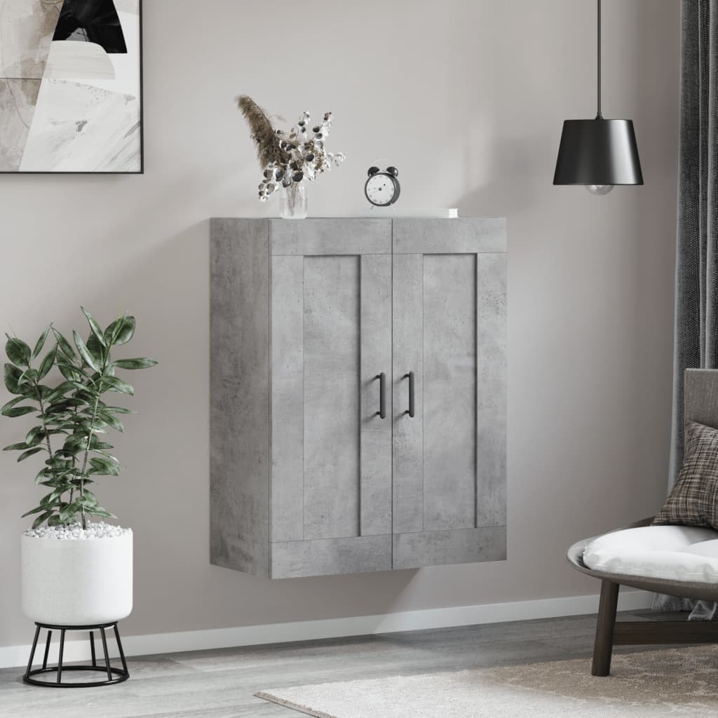 vægskab 69,5x34x90 cm konstrueret træ betongrå