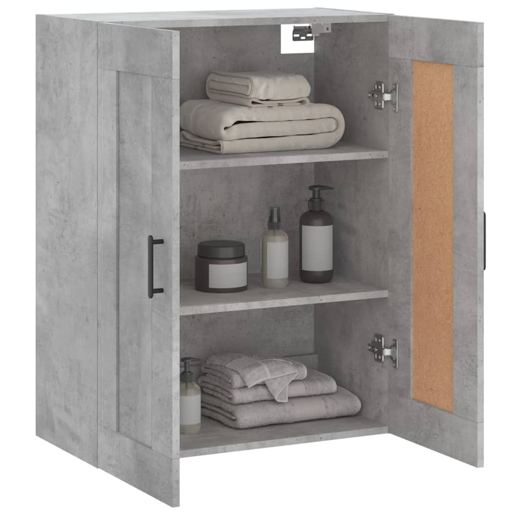 vægskab 69,5x34x90 cm konstrueret træ betongrå