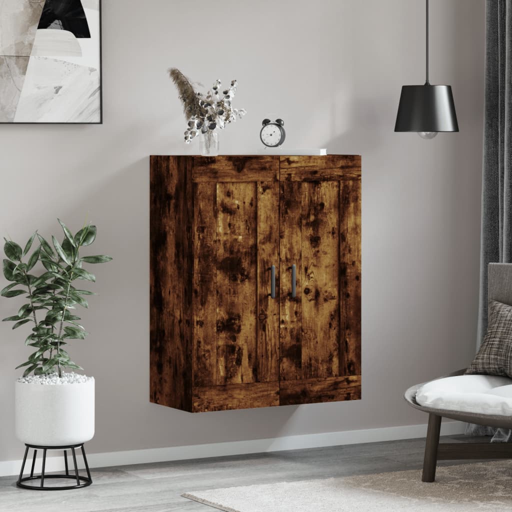 vægskab 69,5x34x90 cm konstrueret træ røget sonoma-eg