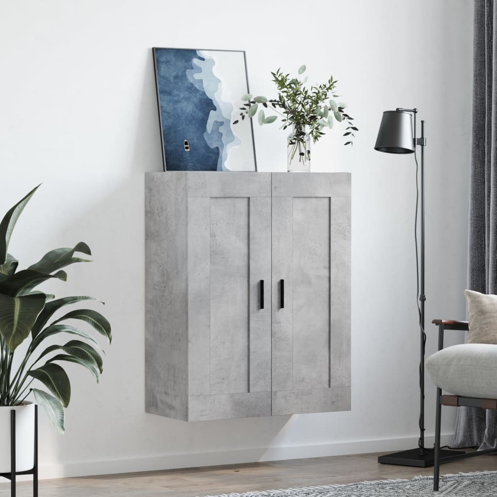 vægskab 69,5x34x90 cm konstrueret træ betongrå