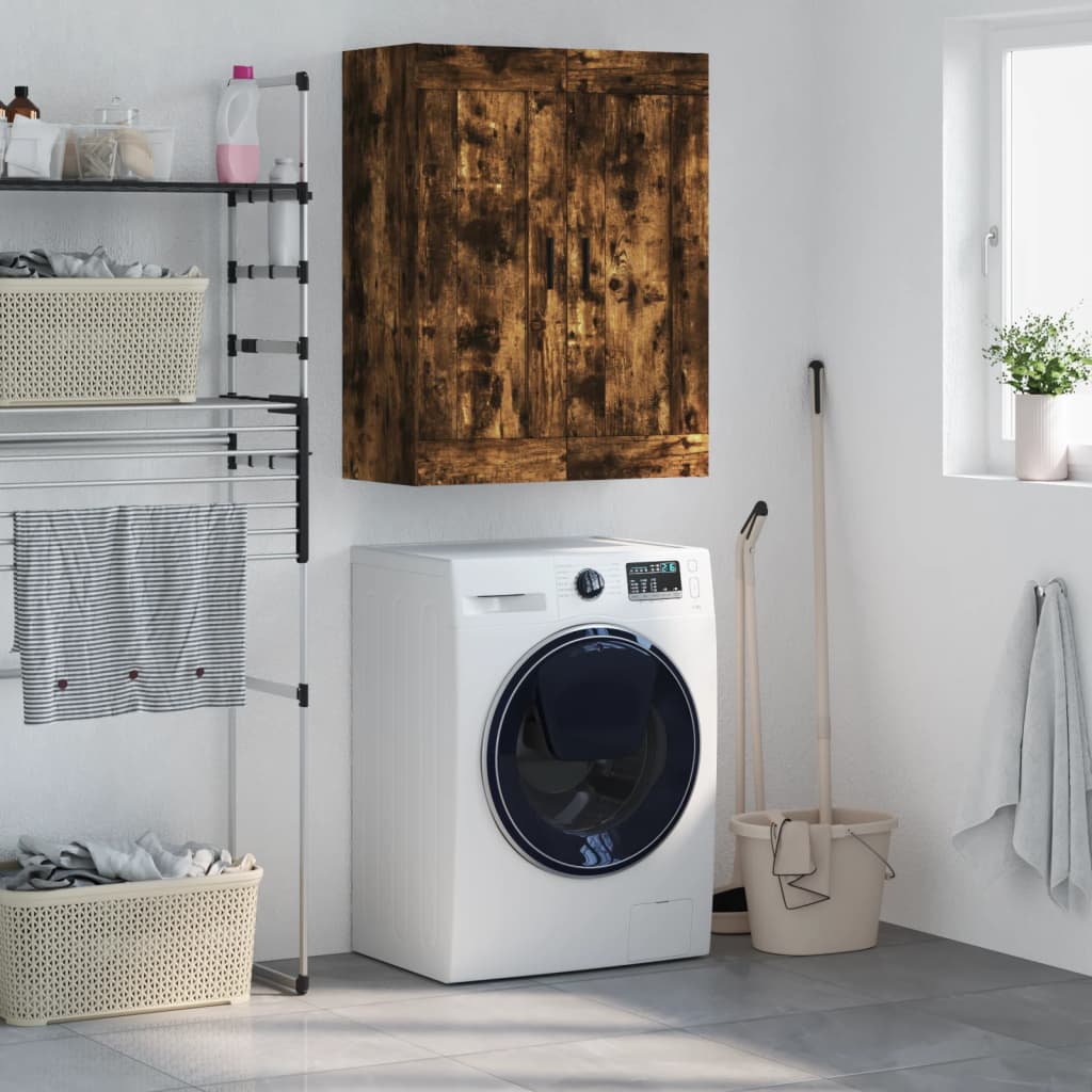 vægskab 69,5x34x90 cm konstrueret træ røget sonoma-eg