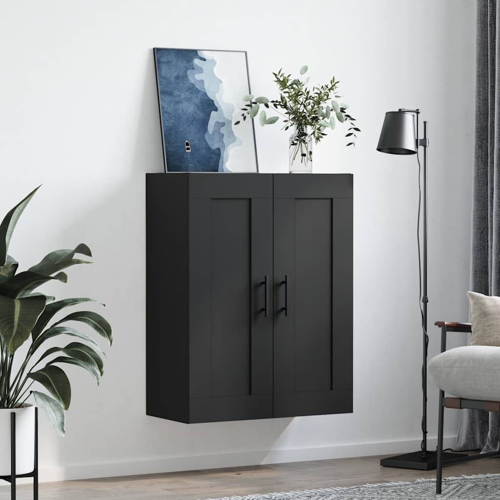 vægskab 69,5x34x90 cm konstrueret træ sort