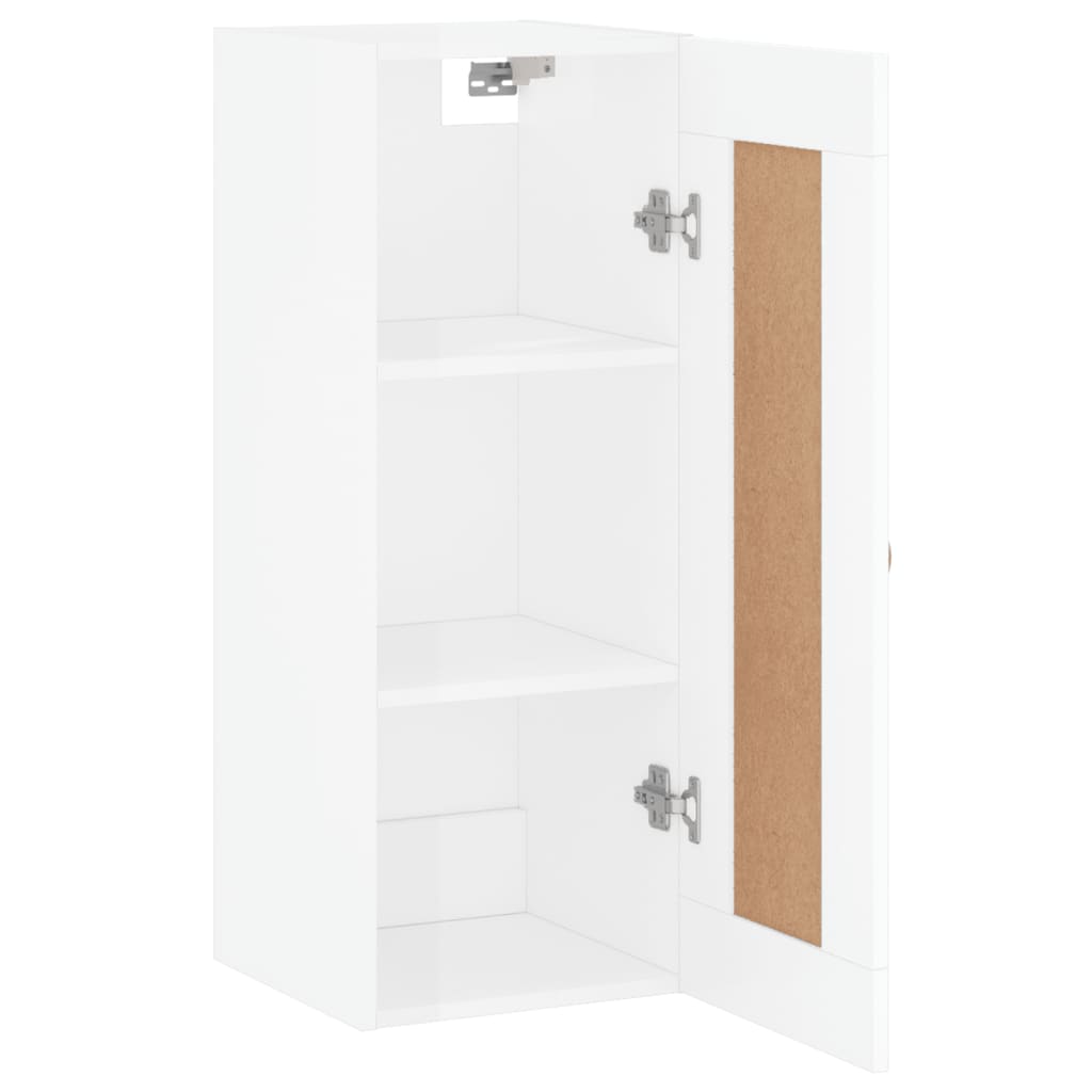 vægskab 34,5x34x90 cm konstrueret træ hvid højglans