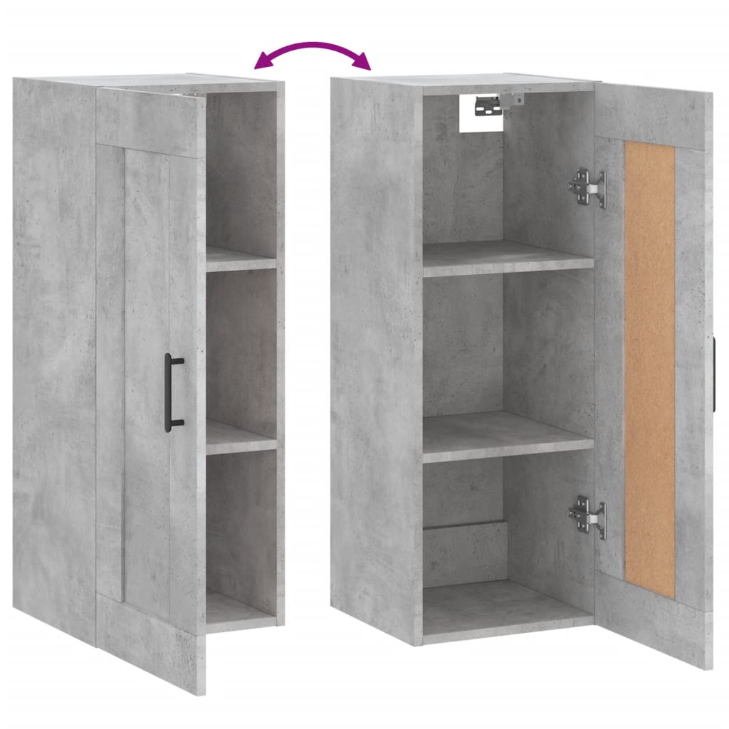 vægskab 34,5x34x90 cm konstrueret træ betongrå