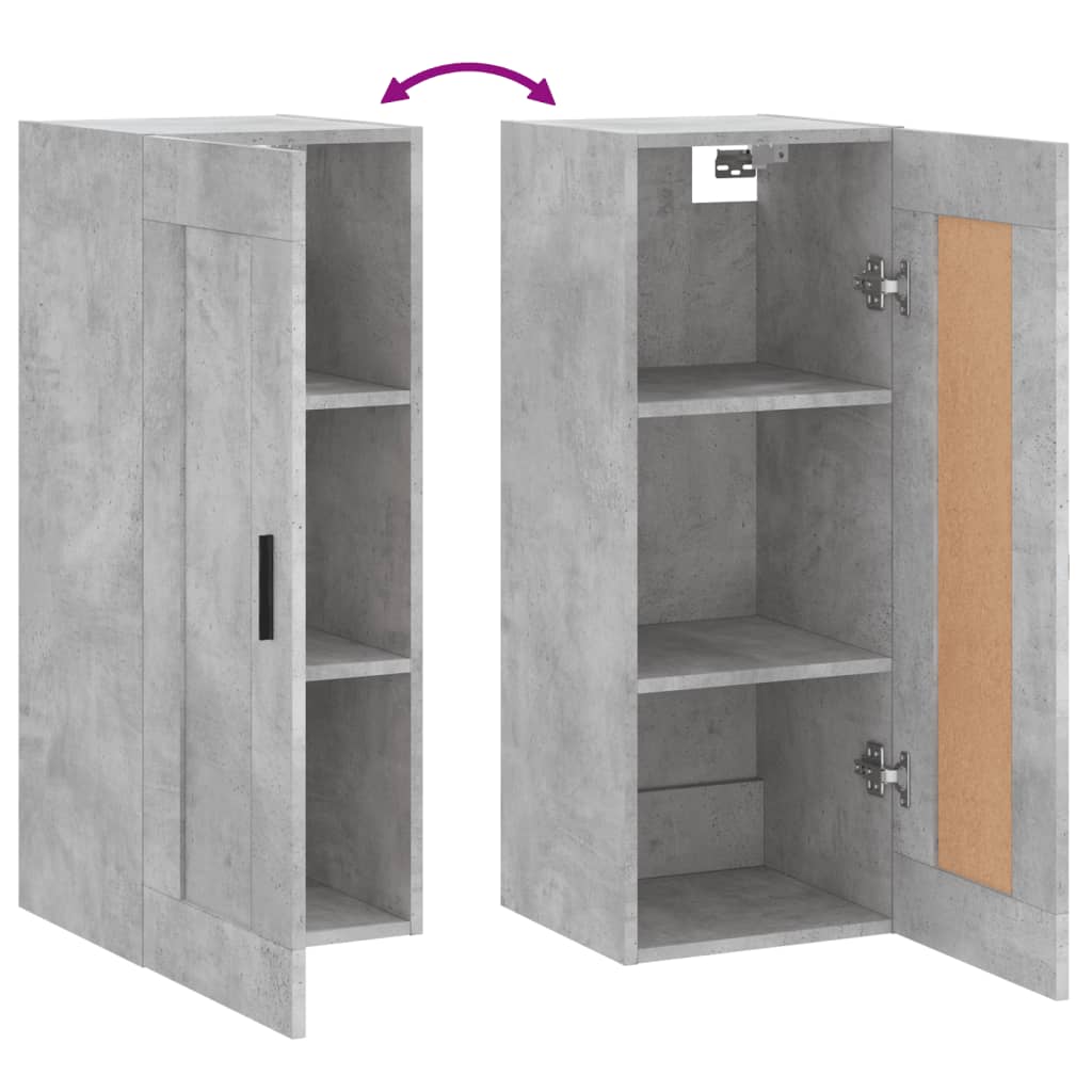 vægskab 34,5x34x90 cm konstrueret træ betongrå