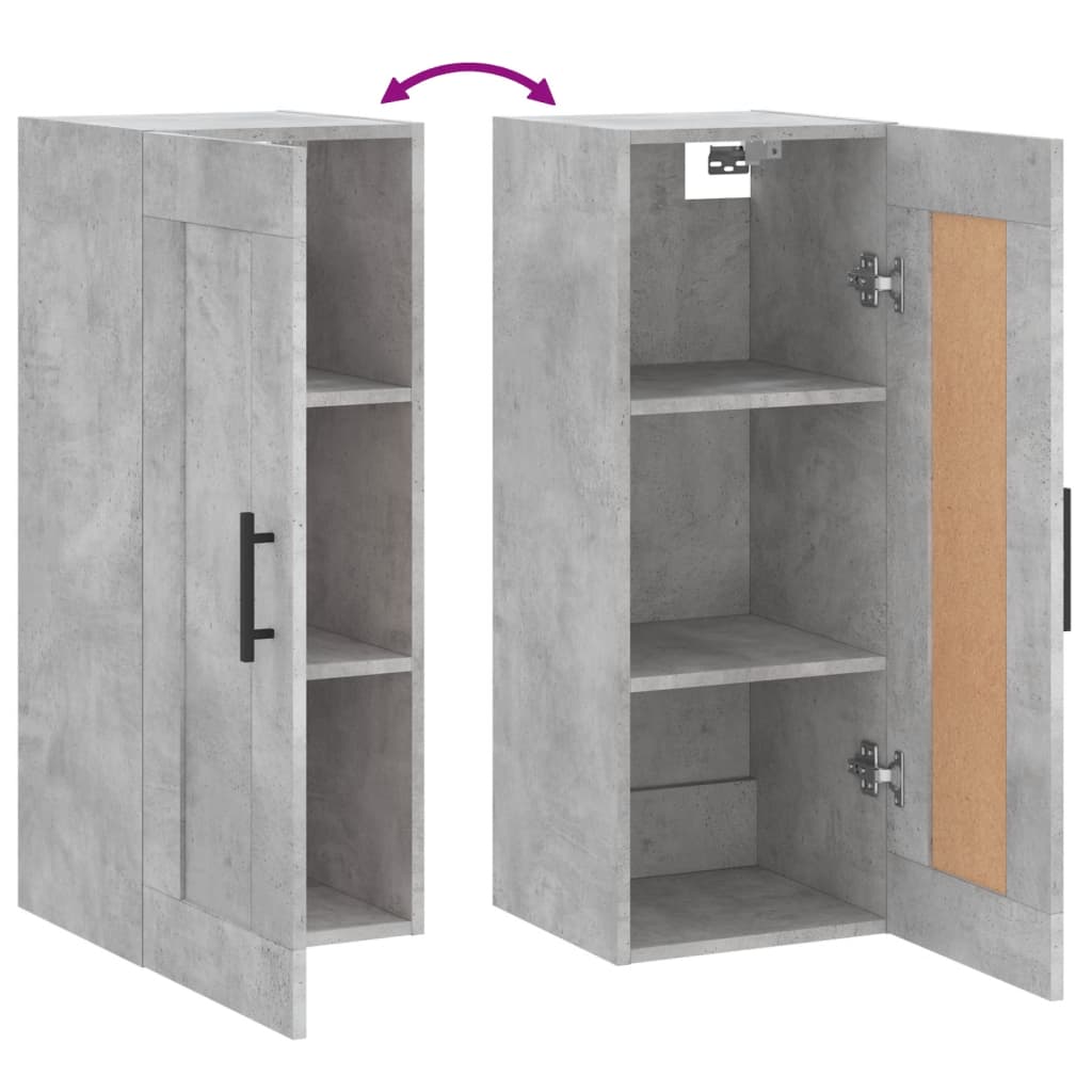 vægskab 34,5x34x90 cm konstrueret træ betongrå