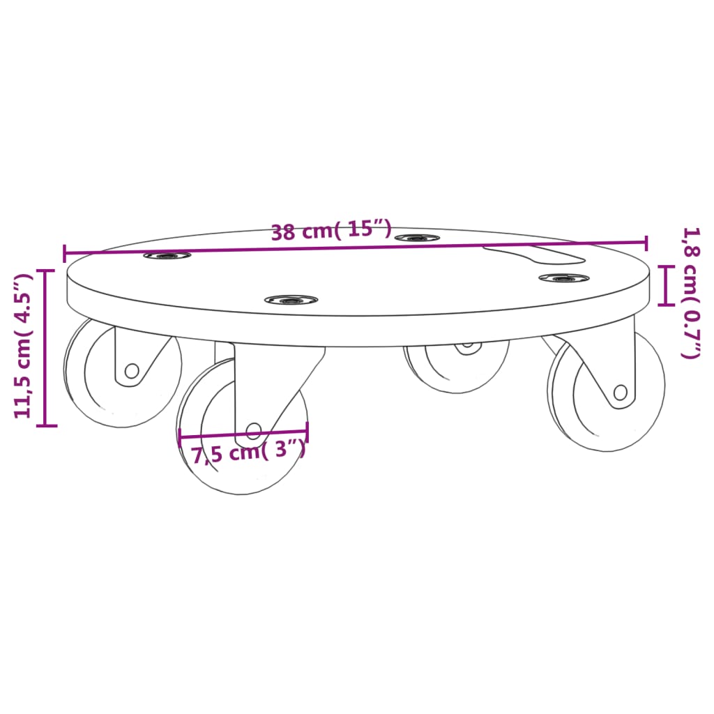 møbelhunde 2 stk. Ø38x11,5 cm 250 kg rund