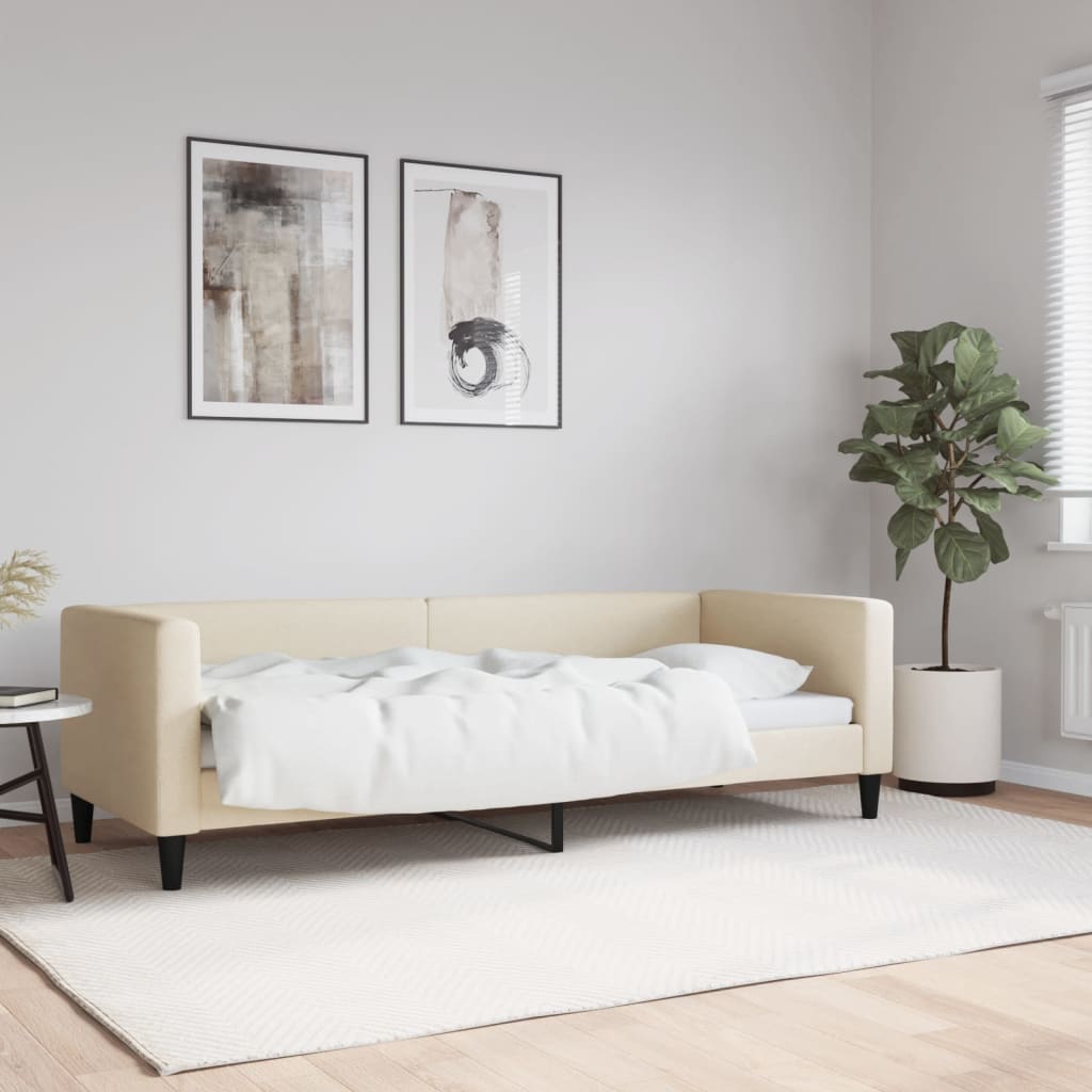daybed 80x200 cm stof cremefarvet