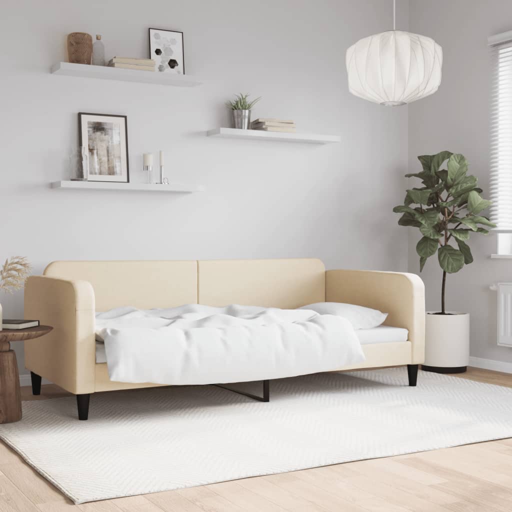 daybed 90x200 cm stof cremefarvet