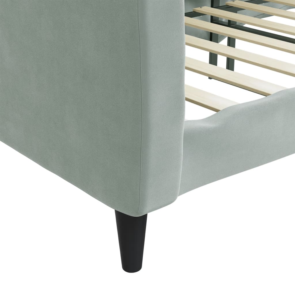 daybed 80x200 cm velour lysegrå