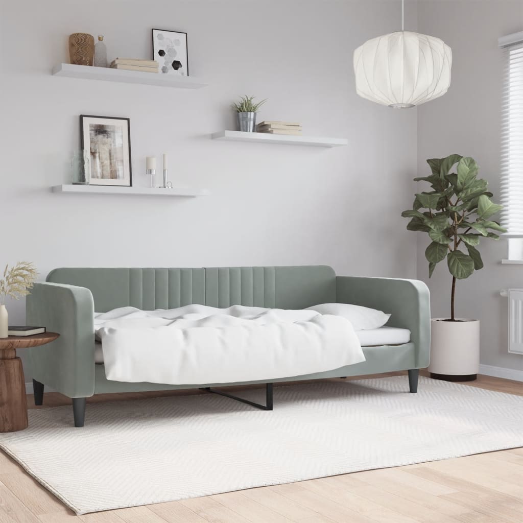 daybed 80x200 cm velour lysegrå