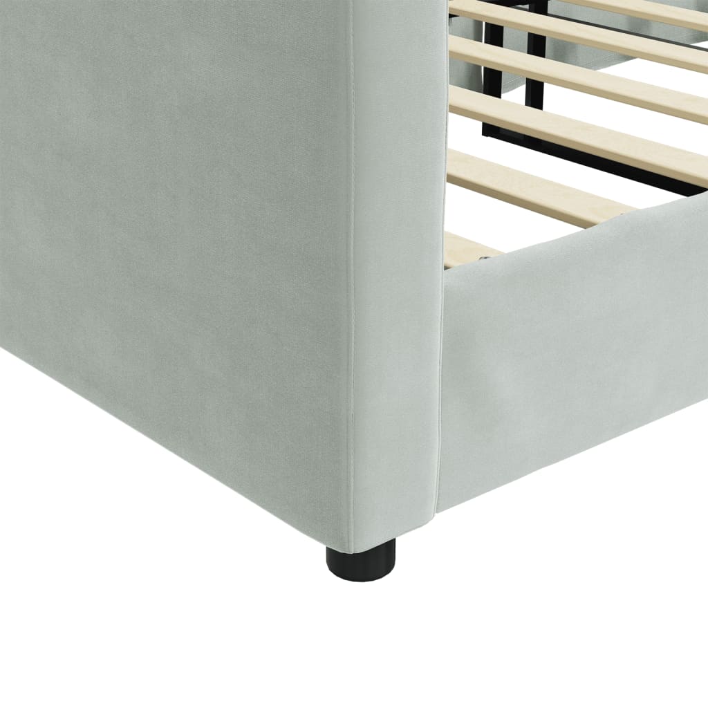daybed 80x200 cm velour lysegrå