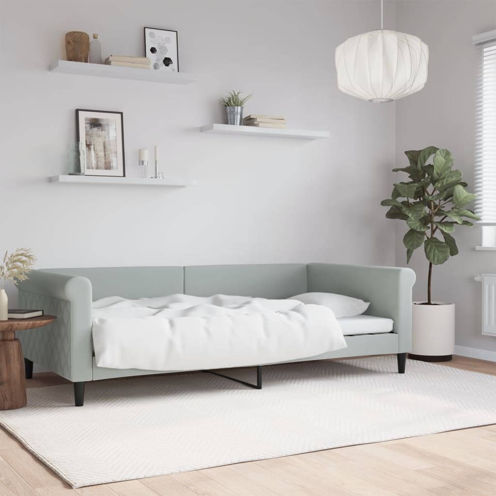 daybed 100x200 cm velour lysegrå