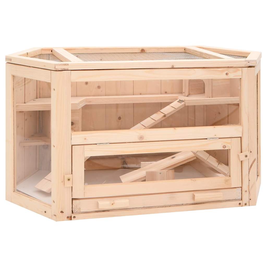 hamsterbur 80x40x43 cm massivt fyrretræ billede