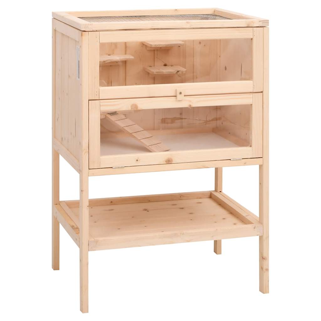 hamsterbur 55x40x80 cm massivt træ gran billede