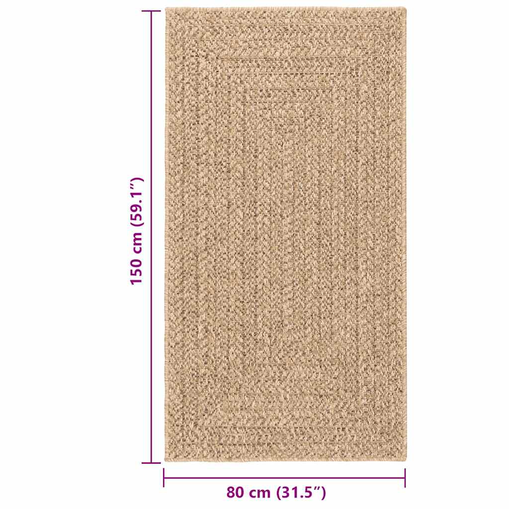 gulvtæppe ZIZUR 80x150 cm jute-look indendørs og udendørs