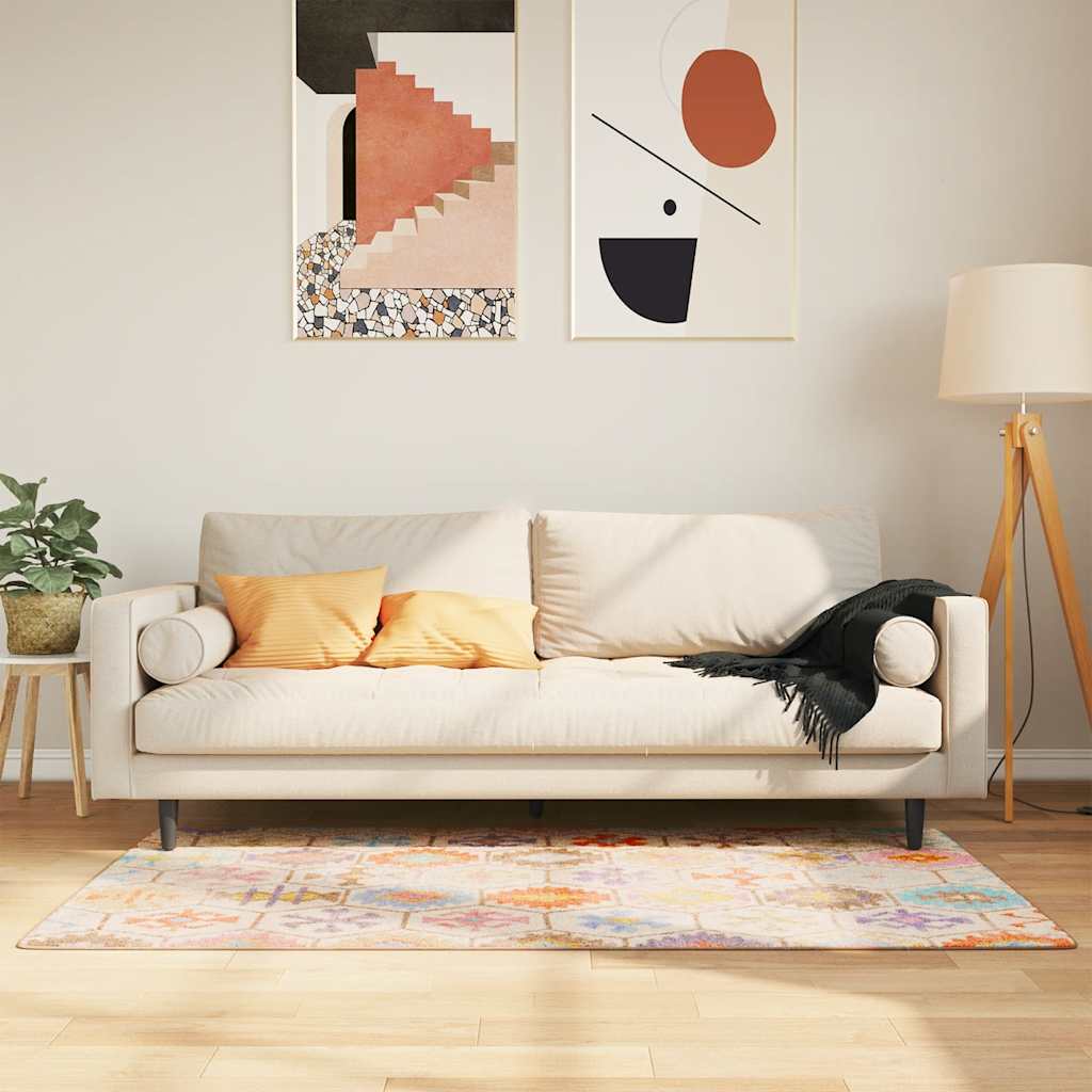 gulvtæppe 80x150 cm vaskbart flerfarvet billede