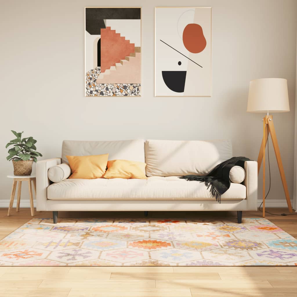 gulvtæppe 120x180 cm vaskbart flerfarvet billede