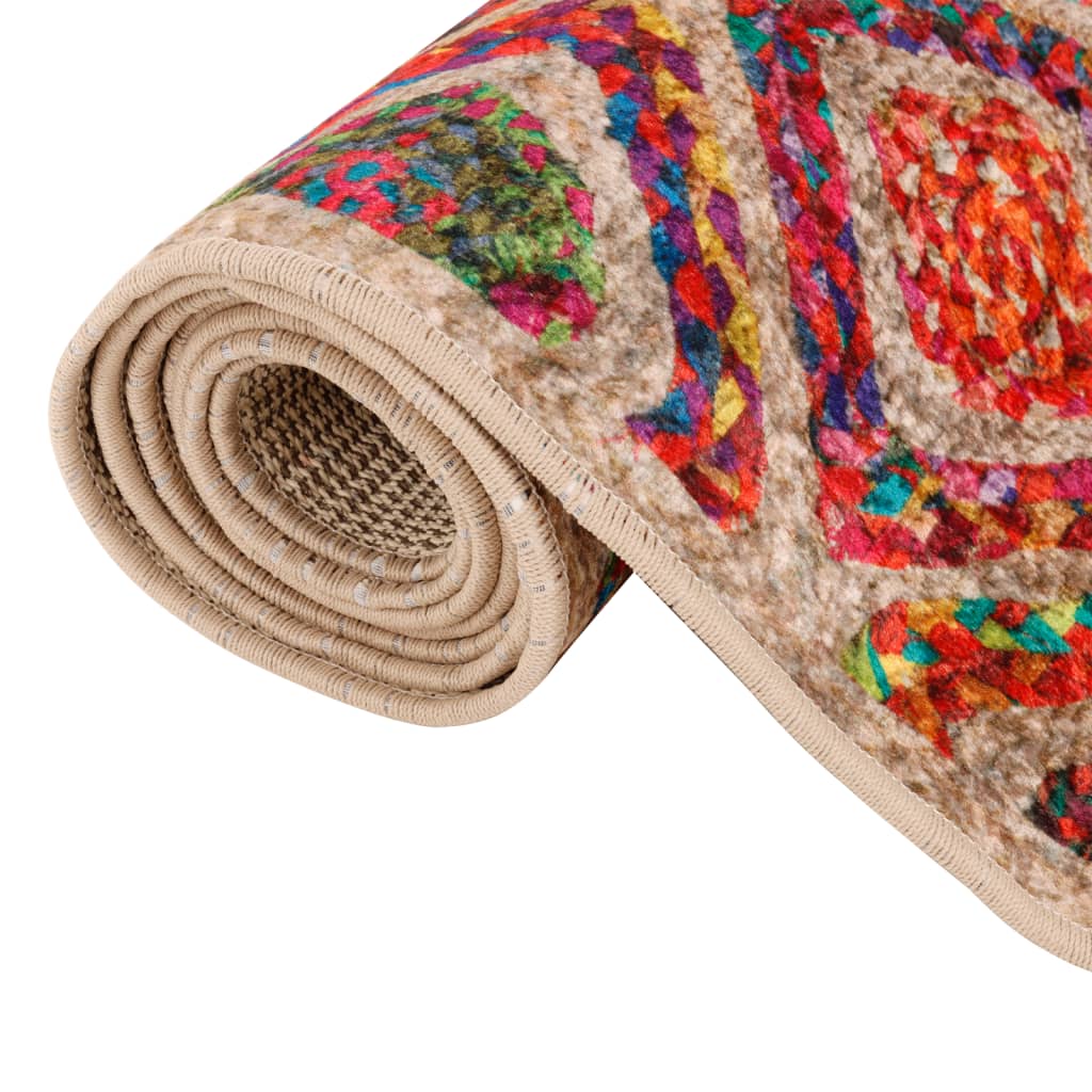 gulvtæppe 80x150 cm vaskbart flerfarvet