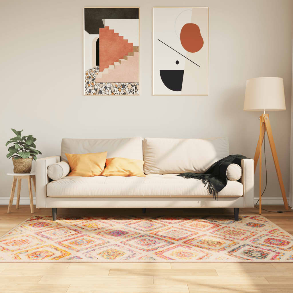 gulvtæppe 120x180 cm vaskbart flerfarvet billede