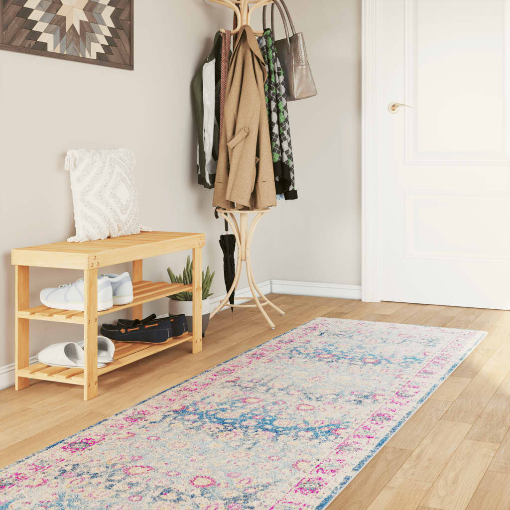 gulvtæppe 80x300 cm vaskbart flerfarvet billede