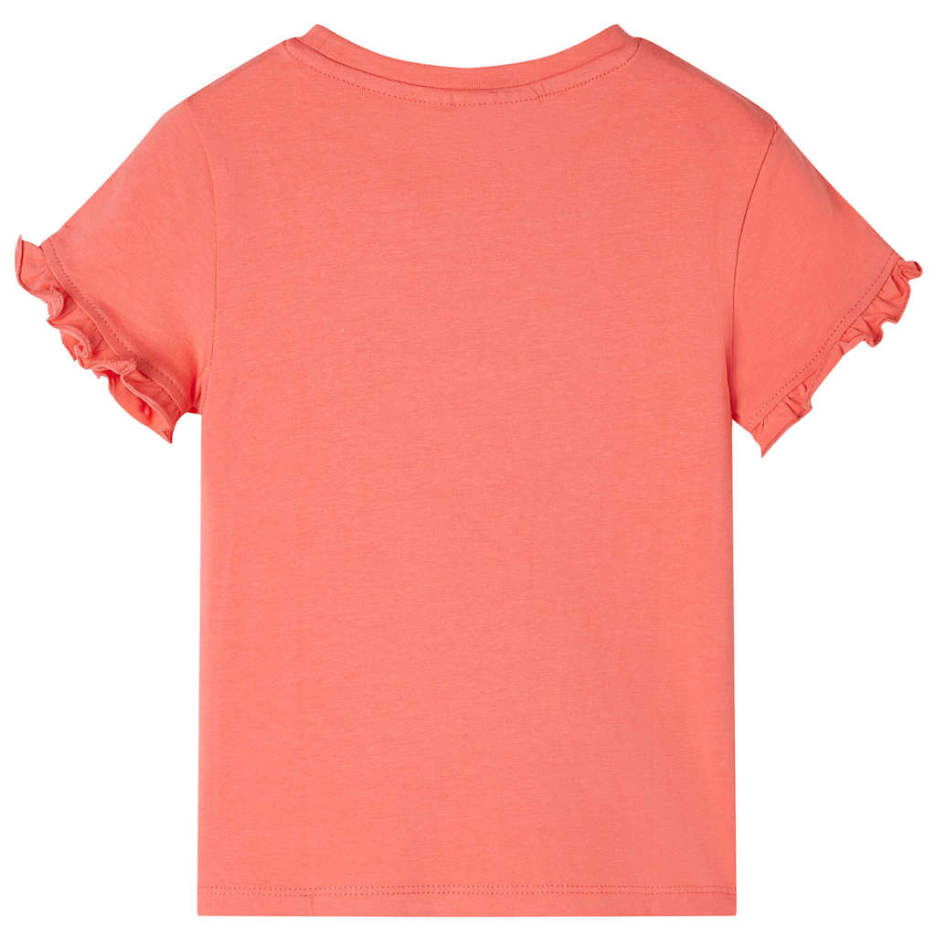 T-shirt til børn str. 140 koralfarvet