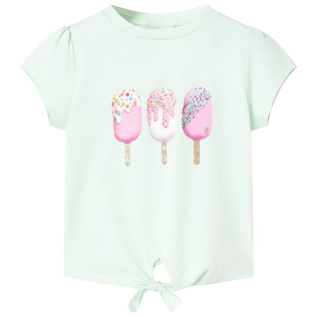 T-shirt til børn str. 128 lys mintgrøn