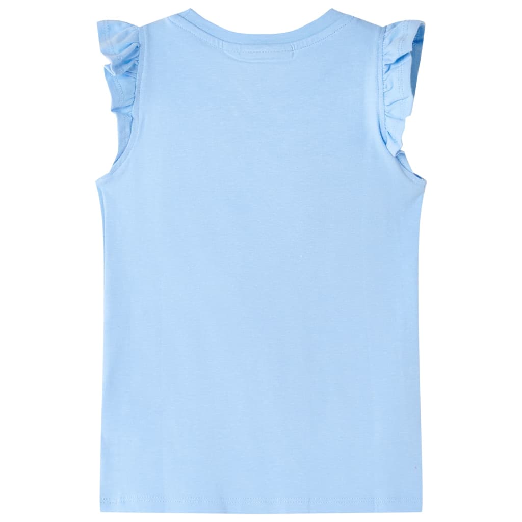 T-shirt til børn str. 140 med flæser lyseblå