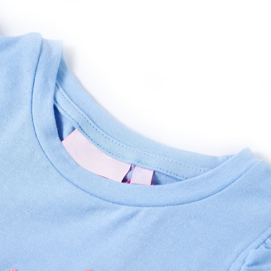 T-shirt til børn str. 140 med flæser lyseblå