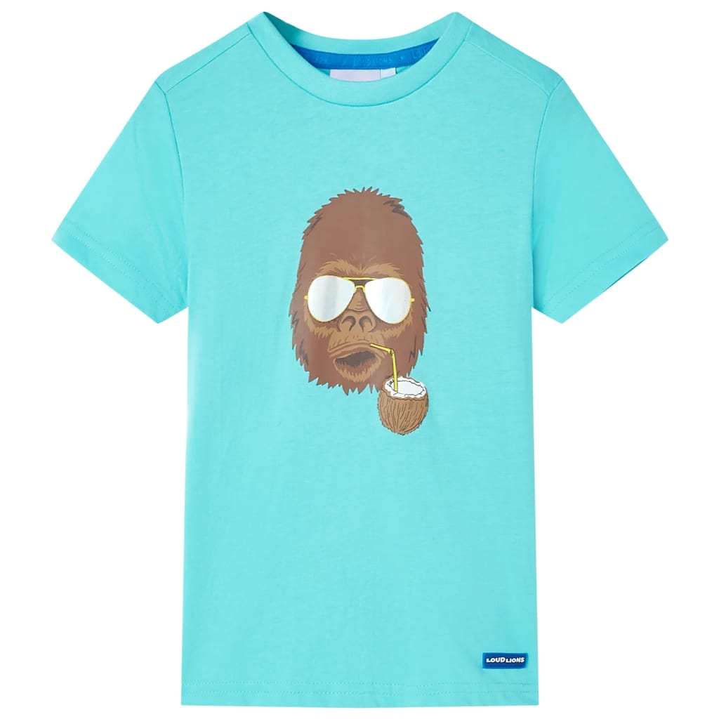 Kortærmet T-shirt til børn str. 128 akvamarinblå