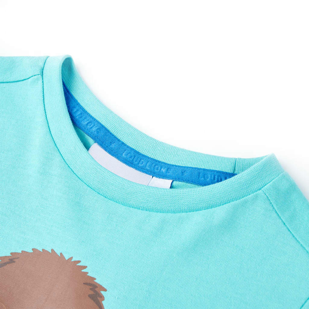 Kortærmet T-shirt til børn str. 128 akvamarinblå