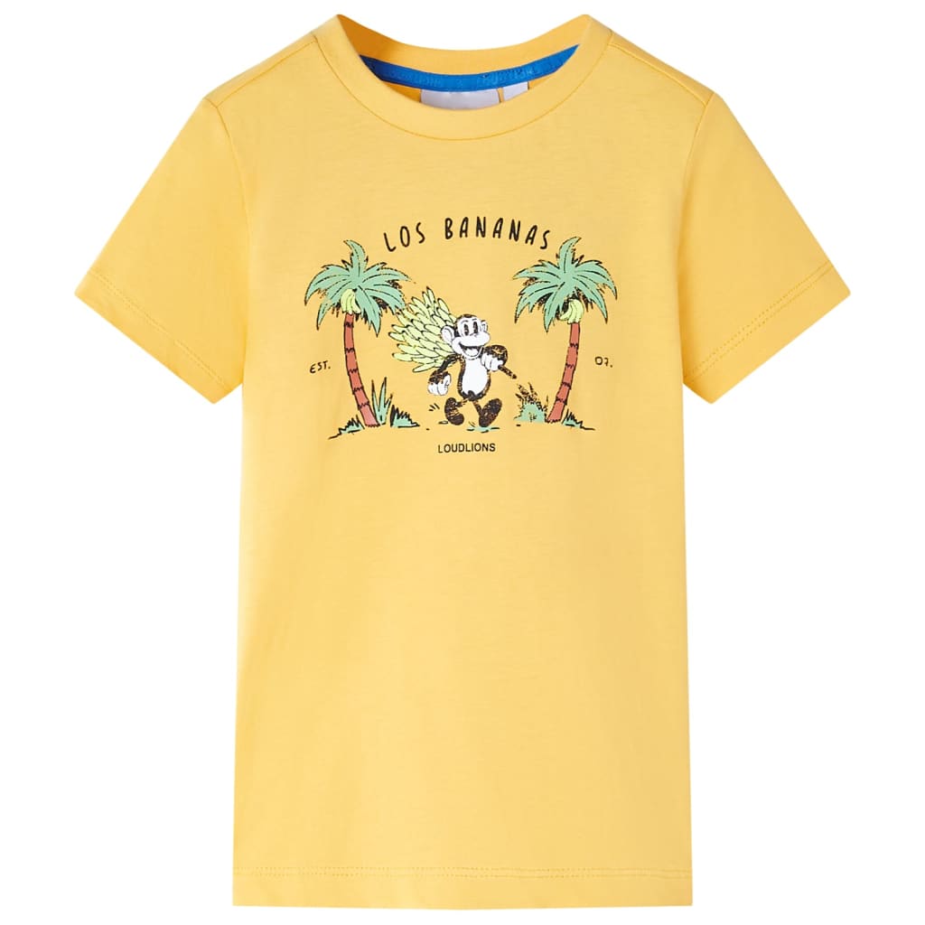 T-shirt til børn str. 104 lys okkergul