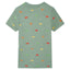 Kortærmet T-shirt til børn str. 116 kakifarvet