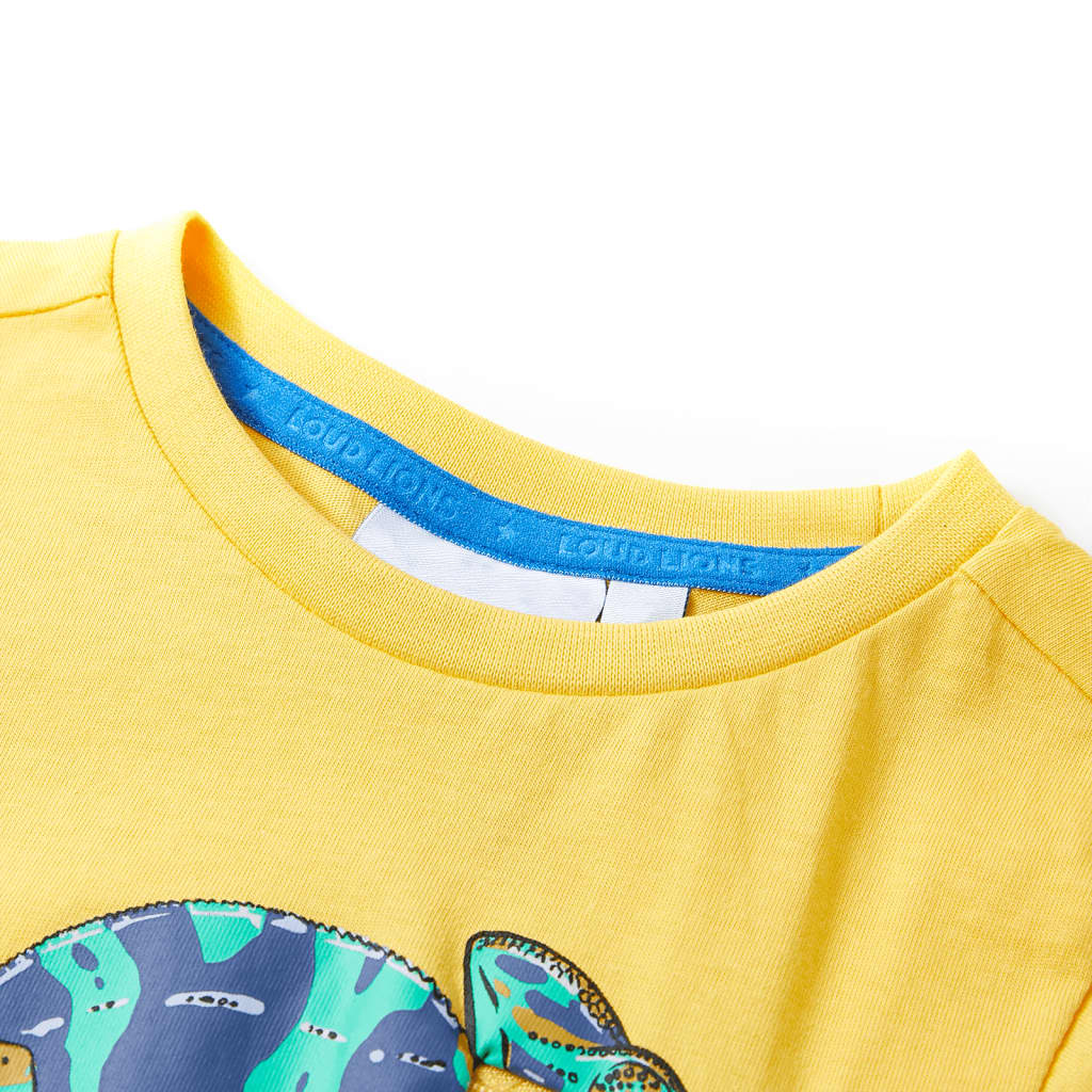 Kortærmet T-shirt til børn str. 128 lys okkergul