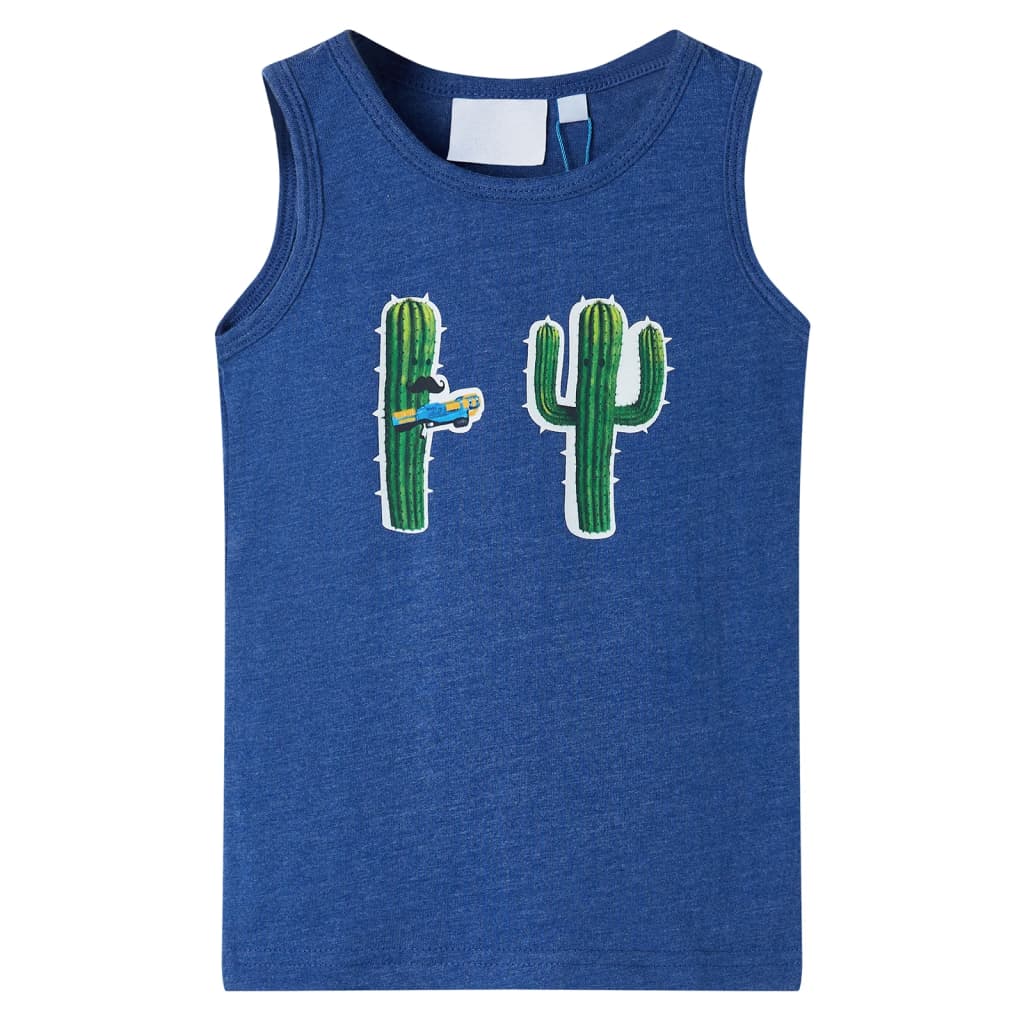 Tanktop til børn str. 128 blåmeleret
