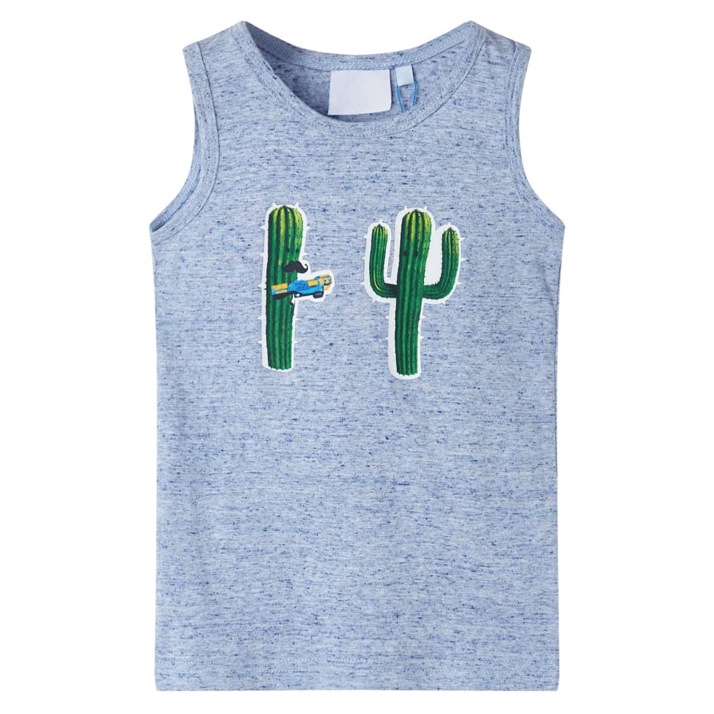 Tanktop til børn str. 128 blåmeleret