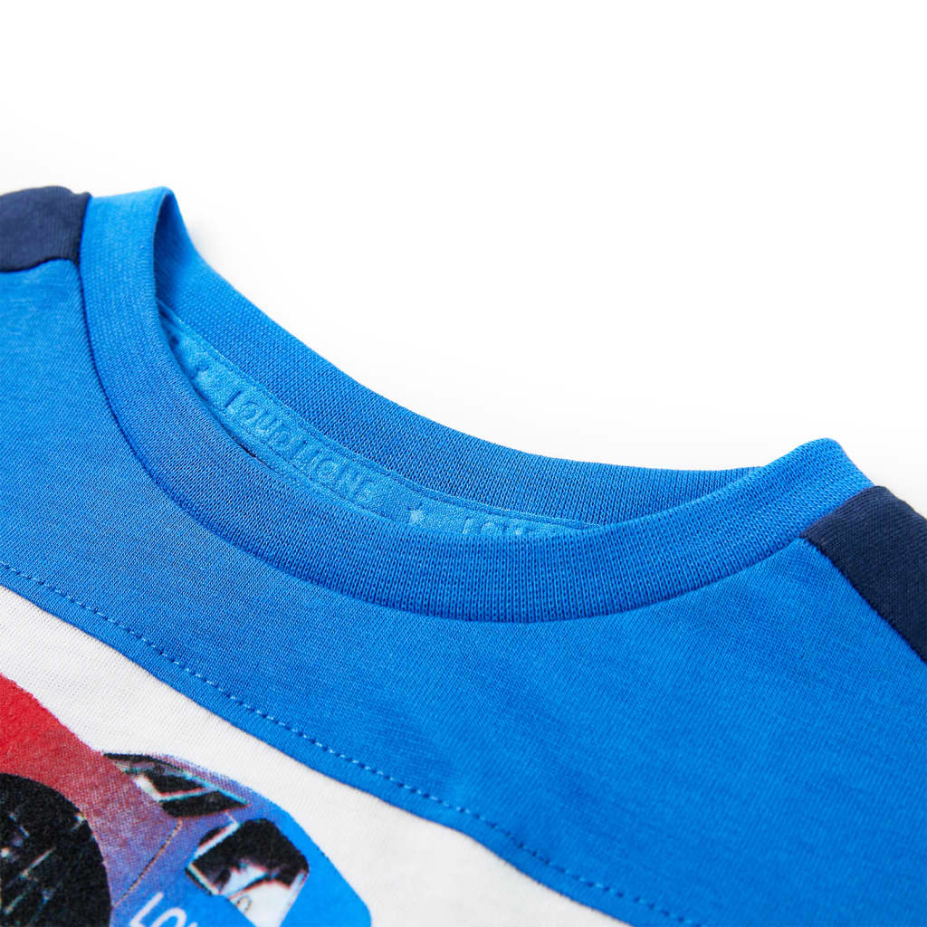 T-shirt til børn str. 116 blå og marineblå