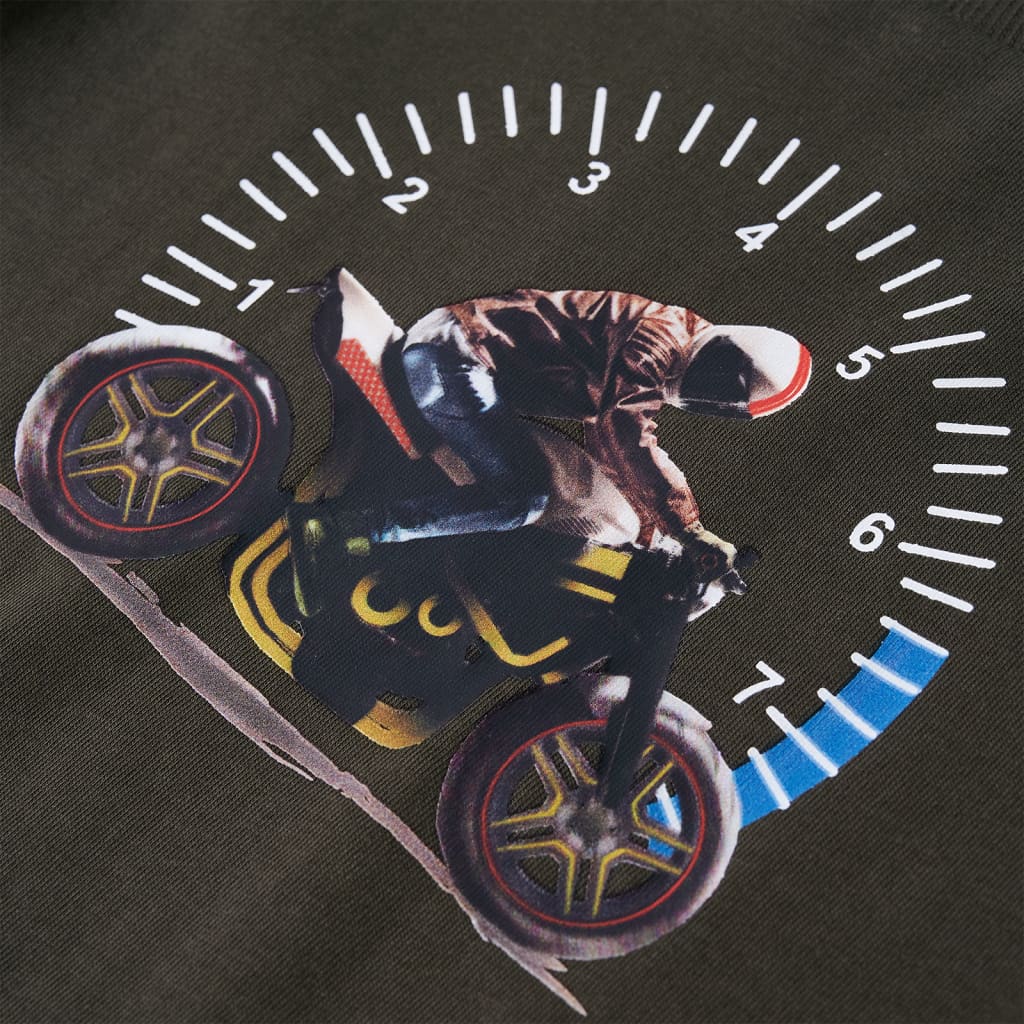 Langærmet T-shirt til børn str. 104 kakifarvet